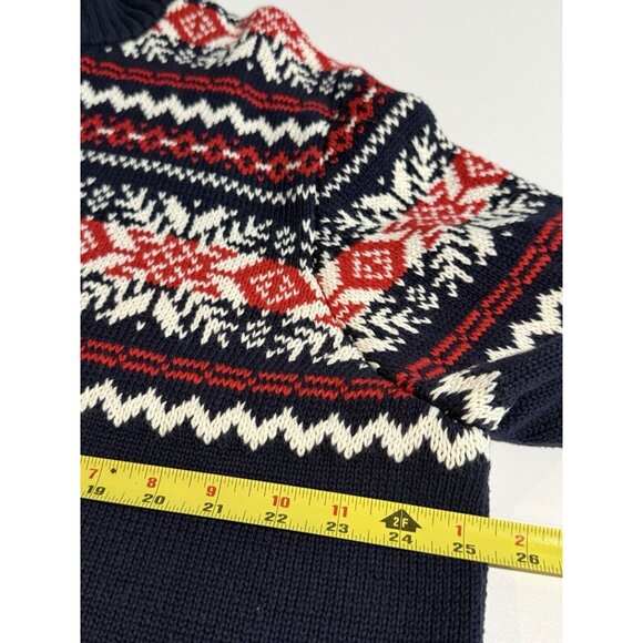 IZOD Men's 1/4 Zip Sweater Size XL Fair Isle Heavy Knit Ski Holiday Preppy - Picture 6 of 8